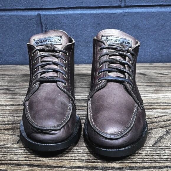 Vintage EASTLAND Brown Leather Peasant Shoe Moccasin Bootie Women’s 7 M - Picture 3 of 8